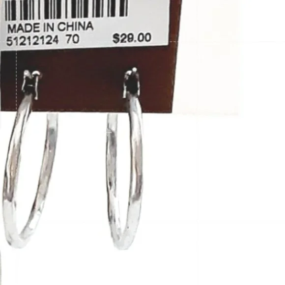 NWT j.jill Hinged Back Hoop Earrings Brushed Distressed Silver Tone NEW j. jill - Picture 4 of 4